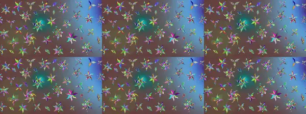 Düz Çiçek Elementleri Tasarımı. Kahverengi renkli çiçekler. Raster illüstrasyonundaki çiçek desenli çizim. Renkli Bahar Teması çizim şablonu.