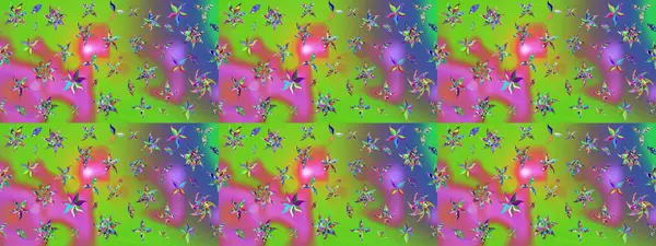 Yeşil renkli çiçekler. Renkli Bahar Teması eskiz kalıbı. Düz Çiçek Elementleri Tasarımı. Raster illüstrasyonunda çiçek deseni çizimi.