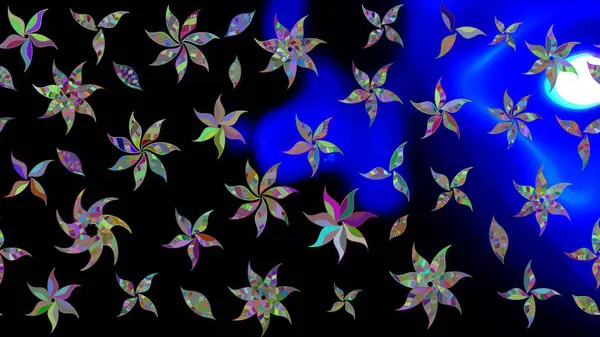 Siyah renkli çiçekler. Raster illüstrasyonu. El çizimi çiçekli soyut çizim deseni.