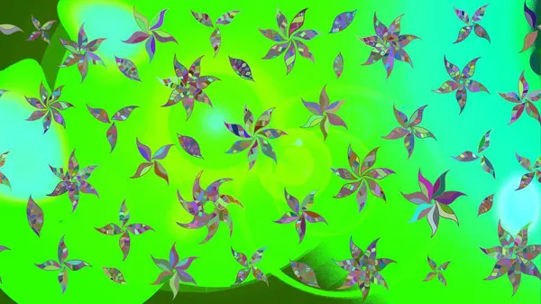 Yeşil renkli çiçekler. Düz Çiçek Elementleri Tasarımı. Renkli Yaz Temalı eskiz kalıbı. Raster illüstrasyonunda çiçek deseni çizimi.