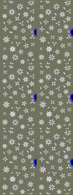 Çiçek yeşili eskiz deseni. Raster çiçek izi. Klasik taslak çizimi.