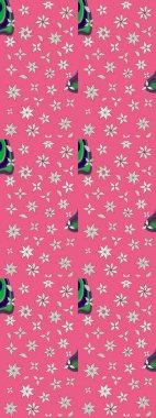 Düz Çiçek Elementleri Tasarımı. Çiçekli eskiz çizimi. Renkli Yaz Temalı eskiz kalıbı. Pembe renkte çiçekler.