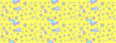 Gömlek, arka plan modelini çiz. Tropik çiçekler. Sarı renkte çiçekler.