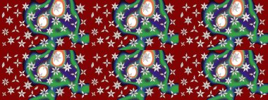 Çiçekli çiçek deseni, suluboya. Kırmızı renkte çiçekler. Renkli Bahar Teması eskiz kalıbı. Düz Çiçek Elementleri Tasarımı. Raster illüstrasyonu.