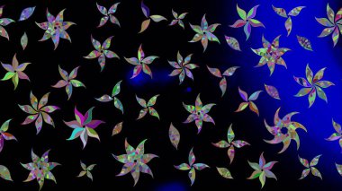 Güzel kumaş deseni. Siyah renklerde. Raster illüstrasyonundaki çiçek desenli çizim. Raster illüstrasyonu.