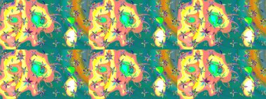 Mavi renkte güzel bir tekstil. Raster illüstrasyonu. Suluboya çiçekli çiçek deseni.