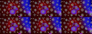 Çiçeksel çizim kalıbının yansıması. Vadinin çiçekleri kahverengi renklerde.