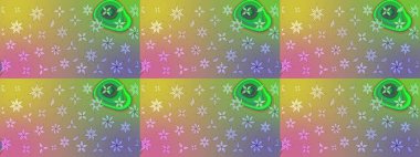 Sevimli çiçek raster deseni. Tarafsız renklerde çiçekler. Renkli Yaz Temalı eskiz kalıbı. Düz Çiçek Elementleri Tasarımı.