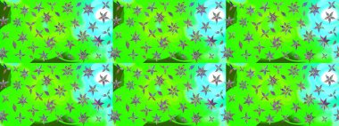 Sketch Colour Spring Theme eskiz kalıbı. Düz Çiçek Elementleri Tasarımı. Sevimli çiçek raster deseni. Yeşil renkte çiçekler.