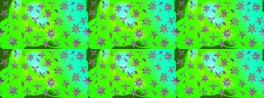 Raster illüstrasyonu. Çiçekli karalama şeklinde Raster çiçek deseni. Yumuşak, yeşil renkte bahar çiçekleri.