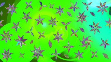 Yeşil renkli çiçekler. Bahar mevsimi. Tatil havası. Raster güzel bir çiçek deseni çizmiş. Nazik romantik baskı.