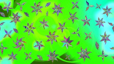 Modern çiçek arkaplanı. Moda baskıları için zarif bir şablon. Parlak renkli çiçekli ve yeşil yapraklı harika bir çiçek deseni. Halk stili.