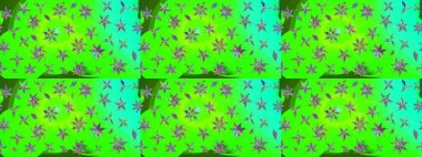 Çiçek tasarımı için inanılmaz bir kolaj cenneti tarzı. Parlak çiçekli kolaj çiçekleri yeşildir. Çiçekli zambaklar eskiz arka planı.