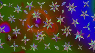 El çizimi, soyut ve süslü elementler. Suluboya resim taklit Raster çizimi. Yeşil renkler. Klasik çiçekler. Yaz çiçekleri teması.