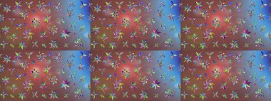 Raster illüstrasyonu. Kahverengi renkli Asya tekstili. Çiçek desenini çiz.