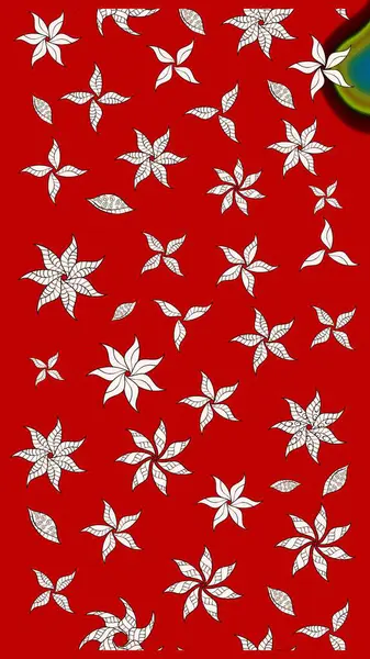 Kırmızı çiçekli eskiz deseni, suluboya çiçek deseni, sevimli çiçek, duvar kağıdı, kart ya da kumaş için fayanslı. Raster - stok.