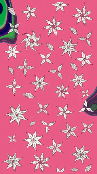 Pembe renkli Asya tekstili. Raster illüstrasyonu. Suluboya çiçekli çiçek deseni.