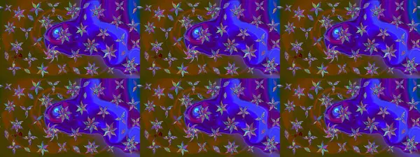 Düz Çiçek Elementleri Tasarım Raster illüstrasyonu. Renkli Bahar Teması eskiz kalıbı. Kahverengi renkli çiçekler. Çiçek eskiz kalıbı geçmişi.