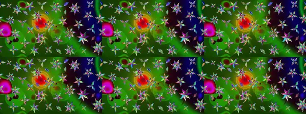 Küçük çiçekteki sevimli çiçek deseni. Yeşil renkte çiçekler.