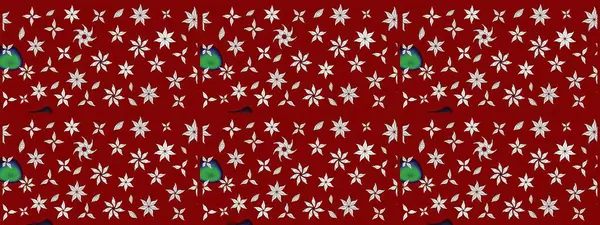 Raster illüstrasyonundaki çiçek desenli çizim. Kırmızı renkte çiçekler. Renkli Bahar Teması eskiz kalıbı. Düz Çiçek Elementleri Tasarımı.