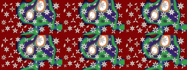 Çiçekli çiçek deseni, suluboya. Kırmızı renkte çiçekler. Renkli Bahar Teması eskiz kalıbı. Düz Çiçek Elementleri Tasarımı. Raster illüstrasyonu.