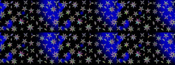 Raster illüstrasyonundaki çiçek desenli çizim. Siyah renkte çiçekler.