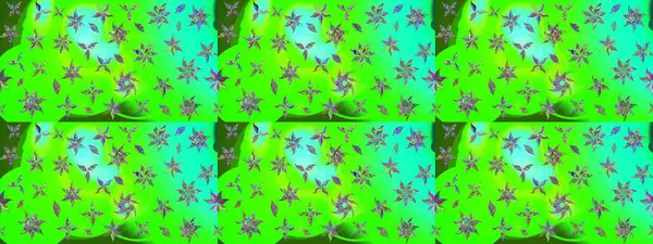 Raster illüstrasyonu. Çiçekli karalama şeklinde Raster çiçek deseni. Yumuşak, yeşil renkte bahar çiçekleri.