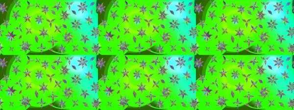 Yeşil renklerde. Çiçek duvar kağıdı. Çizim kalıbı. Hint süsü. Raster illüstrasyonu. Renkli süs kenarı.