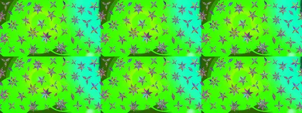 Küçük çiçekteki sevimli çiçek deseni. Yeşil renkte çiçekler.