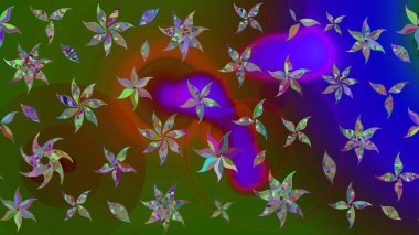 Soyut etnik raster çizim kalıbı. Arkaplan dokusu, duvar kağıdı, yeşil renkli çiçek teması. Kabile sanatı boho baskısı, klasik çiçek arkaplanı.