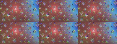 Kahverengi renkli çiçekler. El çizimi çiçekli soyut çizim kalıbı. Raster illüstrasyonu.