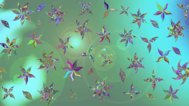 Renkli Bahar Teması eskiz kalıbı. Yeşil renkli çiçekler. Çiçekli çizim şekli. Düz Çiçek Elementleri Tasarımı.