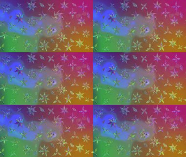 Çiçekli karalama şeklinde Raster çiçek deseni. Kahverengi renkli çiçekler. Nazik, sevimli çiçek arkaplanı..