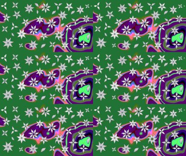 Yeşil renkli çiçekler. Raster düz çiçek çizim deseni. Tasarım hediye paketi, tebrik kartları, posterler ve afiş tasarımı.