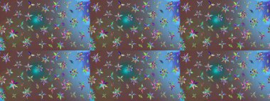 Moda baskıları için zarif bir şablon. Küçük renkli çiçekler. Küçük çiçekte güzel bir desen. Motley illüstrasyonu. Kahverengi çiçekli bahar çiçekleri.