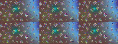 Raster illüstrasyonu. Çiçekli karalama şeklinde Raster çiçek deseni. Yumuşak, bahar çiçekleri kahverengi renklerde.