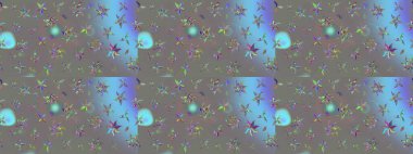 Üzerinde gelincikler ve vadi zambakları olan renkli çiçek desenli nakış deseni. Tekstil tasarımı için gri renkli geleneksel halk çiçekleri buketi.