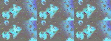 Gri renkli şirin çiçekler. Küçük çiçekli basit bir çiçek çizimi. Raster illüstrasyonu. Moda baskısı, albüm, ambalaj kağıdı, duvar kağıdı için zarif dekoratif süslemeler..