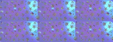 Mor renkli çiçekler. El çizimi çiçekli soyut çizim kalıbı. Raster illüstrasyonu.