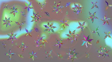 Bir sürü gri ve soyut çiçekli tropik eskiz deseni. Varicologray Raster çizimi. Küçük çiçekte sevimli çiçek deseni var..