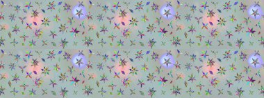 Tekstil veya kitap kapakları, imalat, duvar kağıtları, baskı, hediye paketi ve yapıştırma kitabı için çiçek eskizi geçmişi. Küçük çaplı çiçeklerdeki basit şirin desenler. Raster illüstrasyonu.