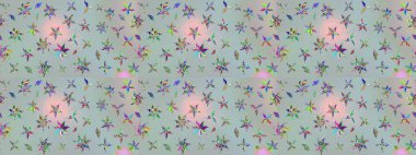 Çiçekli karalama şeklinde Raster çiçek deseni. Gri renkli çiçekler. Nazik, narin çiçek arkaplanı.