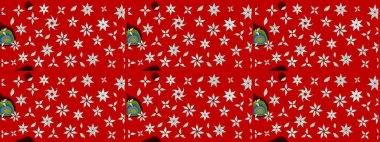 Kırmızı kıvırcık çiçekler kırmızı renklerde şekillenir. Klasik çiçek tasarımı elementleri. Raster illüstrasyonu.