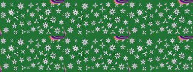 Eskiz arkaplan modeli. Yeşil yapraklı yabani çiçekler. Suluboya, elle çizilmiş. Raster illüstrasyonu.