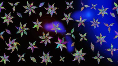 Siyah renkli çiçekler. Raster illüstrasyonu. Küçük çiçekte sevimli çiçek deseni var..