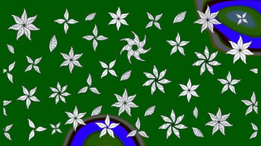 3D çiçekler, eskiz. Yeşil renklerde. Raster illüstrasyonu.