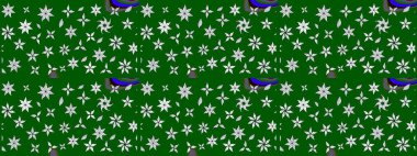 Çiçekli karalama şeklinde Raster çiçek deseni. Yumuşak, bahar çiçekli arka plan. Yeşil renkte çiçekler.