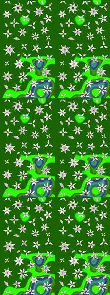 Raster çiçek desenleri çiziyor. Vadinin yeşil renkli çiçekleri.