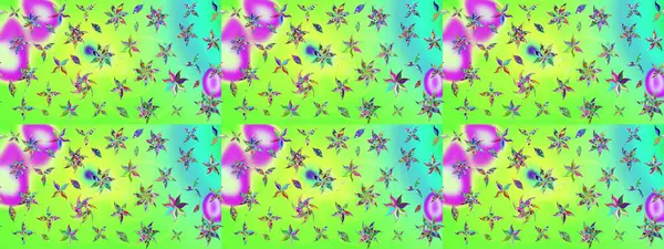 Sevimli çiçek raster deseni. Yeşil renkli çiçekler. Düz Çiçek Elementleri Tasarımı. Renk Bahar Teması eskiz şablonu.