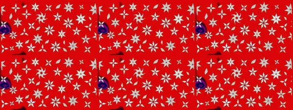 El çizimi çiçekli soyut çizim kalıbı. Raster illüstrasyonu. Kırmızı renkte çiçekler.